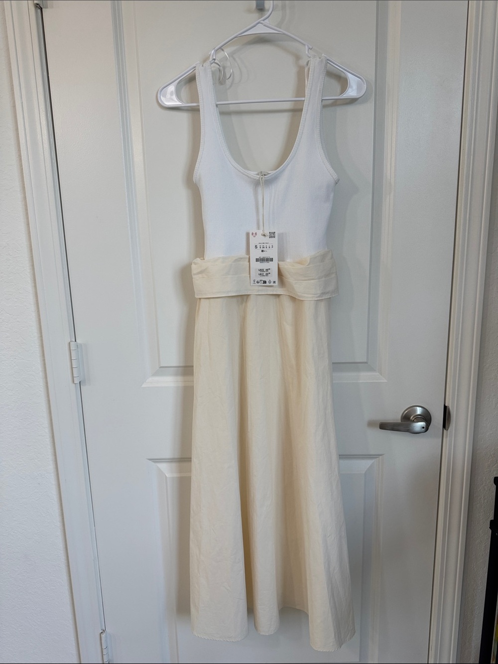 Zara White Tank Bodice Cream Maxi Dress